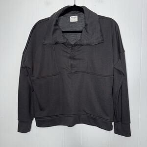 Wilo The Label Women’s Bella Half Zip Pullover Sweater Gray Size Small